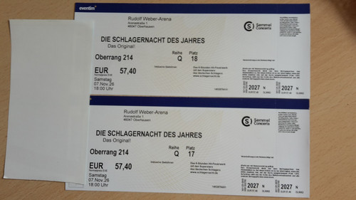 Konzert sitzplatz tickets - konzert,